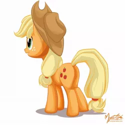 Size: 1056x1056 | Tagged: safe, artist:mysticalpha, derpibooru import, applejack, earth pony, pony, dock, plot, rear view, solo