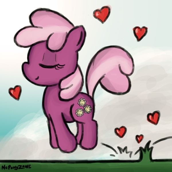 Size: 999x999 | Tagged: safe, artist:noponyzone, derpibooru import, cheerilee, earth pony, pony, eyes closed, female, heart, mare, solo