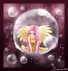 Size: 800x831 | Tagged: artist:seismopac, bubble, derpibooru import, fluttershy, humanized, in bubble, safe, winged humanization