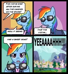 Size: 550x600 | Tagged: artist:madmax, comic, csi, csi miami, derpibooru import, engrish, rainbow dash, safe