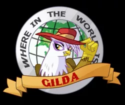 Size: 725x608 | Tagged: safe, artist:madmax, derpibooru import, gilda, gryphon, carmen sandiego, parody, where in the world is carmen sandiego