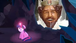 Size: 884x496 | Tagged: safe, derpibooru import, edit, edited screencap, screencap, twilight sparkle, pony, unicorn, a canterlot wedding, burger king, cave, cave meme, crystal caverns, exploitable meme, meme, unicorn twilight