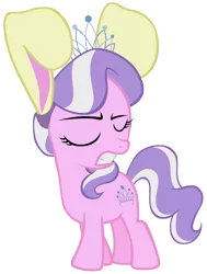 Size: 4608x6104 | Tagged: safe, artist:liggliluff, derpibooru import, diamond tiara, pony, absurd resolution, bunny ears, eyes closed, female, filly, show accurate, simple background, solo, transparent background, vector