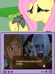 Size: 562x752 | Tagged: safe, derpibooru import, fluttershy, pony, exploitable meme, gamershy, ghirahim, link, meme, the legend of zelda, tv meme