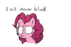 Size: 535x353 | Tagged: animated, artist:mickeymonster, derpibooru import, pinkie pie, puffy cheeks, safe, solo, staring contest