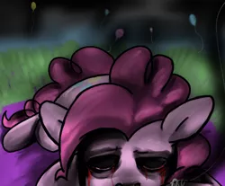 Size: 738x611 | Tagged: artist:colorlesscupcake, blood, derpibooru import, eyeless pony, grimdark, pinkie pie, solo