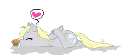 Size: 796x361 | Tagged: safe, artist:cakegun, derpibooru import, derpy hooves, pegasus, pony, female, heart, mare, muffin, solo