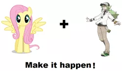 Size: 740x432 | Tagged: bracelet, derpibooru import, exploitable meme, fluttershy, hat, human, make it happen, meta, n, natural harmonia gropius, necklace, pokémon, safe