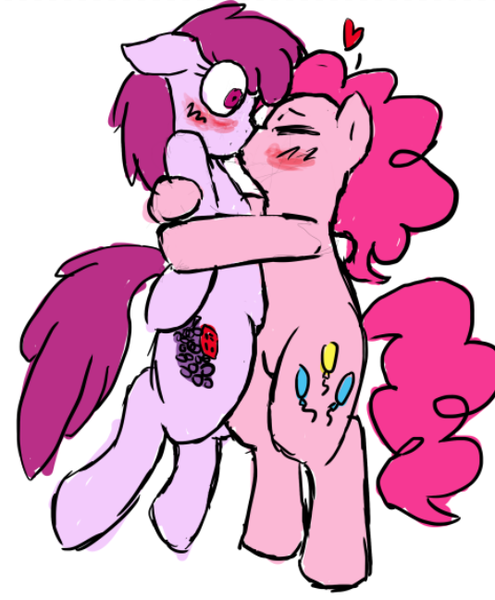 Size: 535x648 | Tagged: artist:atom, berrypie, berry punch, berryshine, blushing, derpibooru import, female, kissing, lesbian, pinkie pie, safe, shipping