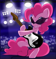 Size: 797x830 | Tagged: safe, artist:ctb-36, derpibooru import, pinkie pie, pony, bipedal, guitar, musical instrument, sunglasses