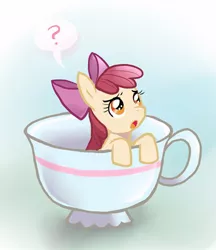 Size: 494x572 | Tagged: safe, artist:author-chan, derpibooru import, apple bloom, pony, cup, cup of pony, micro, solo, teacup