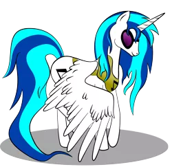 Size: 1956x1905 | Tagged: safe, artist:zomgitsalaura, derpibooru import, vinyl scratch, alicorn, pony, alicornified, female, hooves, horn, mare, race swap, simple background, solo, spread wings, sunglasses, transparent background, vector, vinylcorn, wings