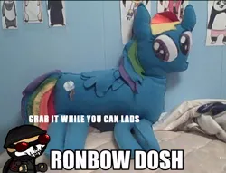 Size: 600x459 | Tagged: artist:plushbuddies, derpibooru import, dj scully, fsjal, irl, killing floor, photo, plushie, rainbow dash, ronbow dosh, safe, wat