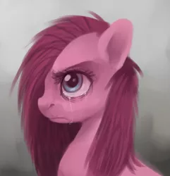 Size: 669x694 | Tagged: artist:imalou, bust, crying, derpibooru import, pinkamena diane pie, pinkie pie, portrait, profile, sad, semi-grimdark, solo