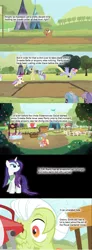 Size: 750x2037 | Tagged: applejack, comic, derpibooru import, granny smith, headcanon, mud, rarity, safe, sweetie belle, wet, wet mane, wet mane rarity