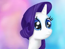 Size: 1024x768 | Tagged: safe, artist:bronytoss, derpibooru import, rarity, pony, unicorn, bust, female, gradient background, looking away, mare, portrait, solo, three quarter view