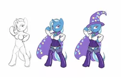 Size: 1280x829 | Tagged: suggestive, artist:carnifex, derpibooru import, trixie, anthro, unicorn, breasts, busty trixie, female, solo