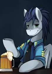 Size: 560x792 | Tagged: artist:ende26, derpibooru import, drink, safe, soarin', solo, wonderbolts dress uniform