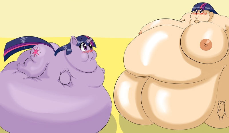 Size: 2400x1400 | Tagged: dead source, questionable, artist:metalforever, derpibooru import, twilight sparkle, human, pony, bbw, breasts, busty twilight sparkle, chubby cheeks, double chin, fat, female, human ponidox, humanized, image, immobile, impossibly large belly, jpeg, morbidly obese, nipples, nudity, obese, self ponidox, ssbbw, twilard sparkle, weight gain