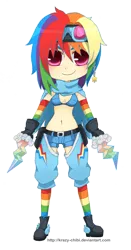 Size: 608x1160 | Tagged: artist:krazy-chibi, chibi, cute, derpibooru import, humanized, rainbow dash, safe, shoes of hermes, weapon, winged shoes