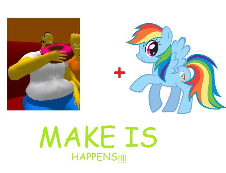 Size: 796x611 | Tagged: 3d, bart simpson, crossover, derpibooru import, exploitable meme, homer simpson, make it happen, meta, rainbow dash, safe, the simpsons, troll