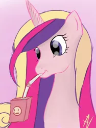 Size: 480x640 | Tagged: artist:awesomeviking, derpibooru import, juice box, princess cadance, safe, solo