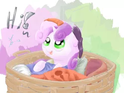 Size: 800x600 | Tagged: artist:a6p, basket, clothes, derpibooru import, laundry, safe, socks, sweetie belle