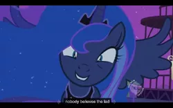 Size: 640x400 | Tagged: derpibooru import, hub logo, luna eclipsed, princess luna, safe, screencap, youtube caption