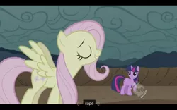 Size: 640x400 | Tagged: derpibooru import, flutterbitch, fluttershy, implied rape, safe, screencap, the return of harmony, twilight sparkle, youtube caption