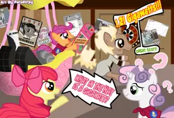 Size: 2500x1700 | Tagged: apple bloom, artist:slitherpon, back to the future, crossover, cutie mark crusaders, derpibooru import, doc brown, hoverboard, ponified, ronald neighgan, ronald reagan, safe, scootaloo, sweetie belle