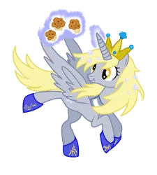 Size: 999x1112 | Tagged: safe, artist:schnuffitrunks, derpibooru import, derpy hooves, alicorn, pony, alicornified, derpicorn, muffin queen, race swap, scrunchy face, solo