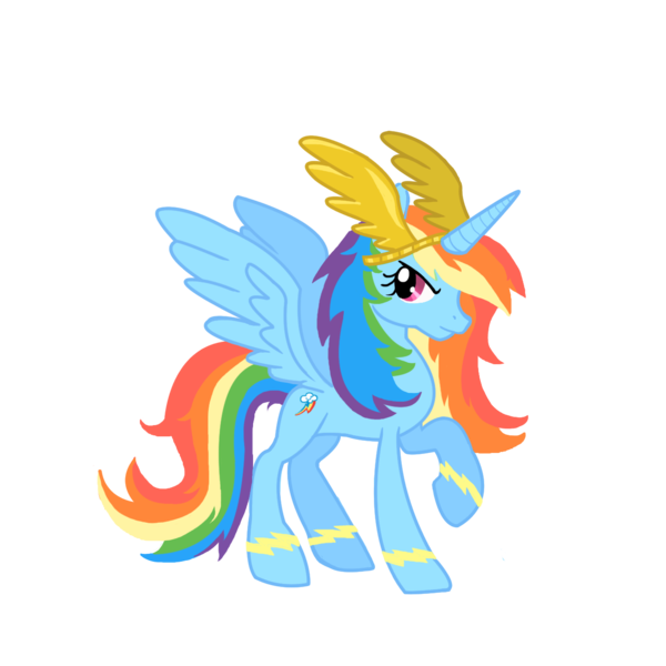 Size: 1300x1300 | Tagged: safe, artist:schnuffitrunks, derpibooru import, rainbow dash, alicorn, pony, alicornified, race swap, rainbowcorn, solo