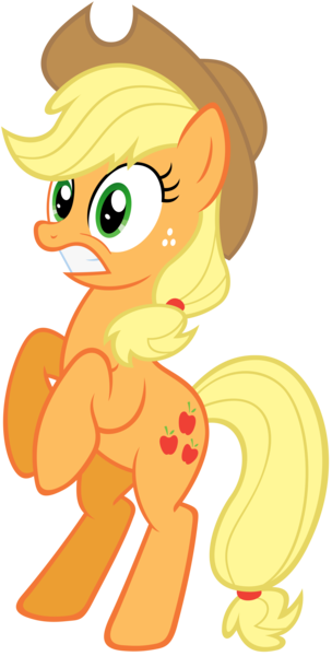 Size: 2500x4928 | Tagged: applejack, artist:stabzor, derpibooru import, rearing, safe, shocked, simple background, solo, the last roundup, transparent background, vector