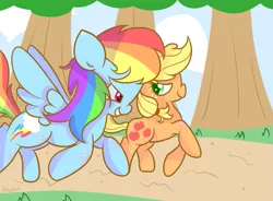 Size: 793x585 | Tagged: applejack, artist:alachu, derpibooru import, rainbow dash, safe