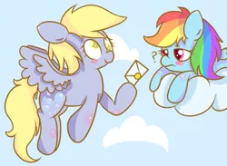 Size: 791x579 | Tagged: safe, artist:alachu, derpibooru import, derpy hooves, rainbow dash, pegasus, pony, female, mare