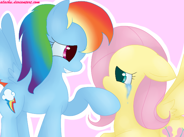 Size: 636x474 | Tagged: artist:alachu, crying, derpibooru import, fluttershy, rainbow dash, safe