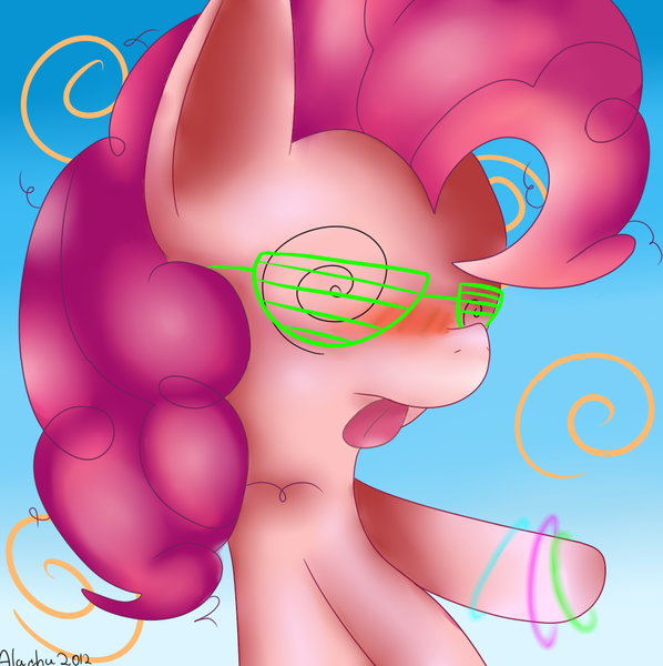 Size: 989x993 | Tagged: artist:alachu, derpibooru import, glasses, pinkie pie, safe, solo