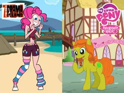 Size: 1032x774 | Tagged: safe, artist:drago-flame, derpibooru import, izzy moonbow, pinkie pie, ponified, converse, crossover, humanized, shoes, total drama island