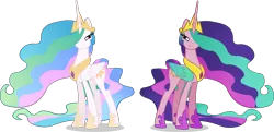 Size: 6249x3028 | Tagged: safe, artist:doctor-g, derpibooru import, princess celestia, hair over one eye, pinklestia, simple background, smiling, smirk, standing, transparent background, trollestia, vector