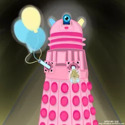 Size: 1000x1000 | Tagged: artist:invidlord, dalek, derpibooru import, doctor who, pinkie pie, safe