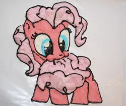 Size: 520x437 | Tagged: safe, artist:bawesome-bacon, artist:valcron, derpibooru import, pinkie pie, earth pony, pony, biting, cotton candy, cotton candy tail, edible, female, filly, food, pinkie being pinkie, puffy cheeks, tail bite
