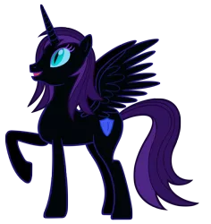 Size: 3500x3708 | Tagged: safe, artist:stabzor, derpibooru import, oc, oc:nyx, unofficial characters only, alicorn, pony, fanfic:past sins, alicorn oc, female, high res, raised hoof, simple background, slit pupils, solo, teenager, transparent background