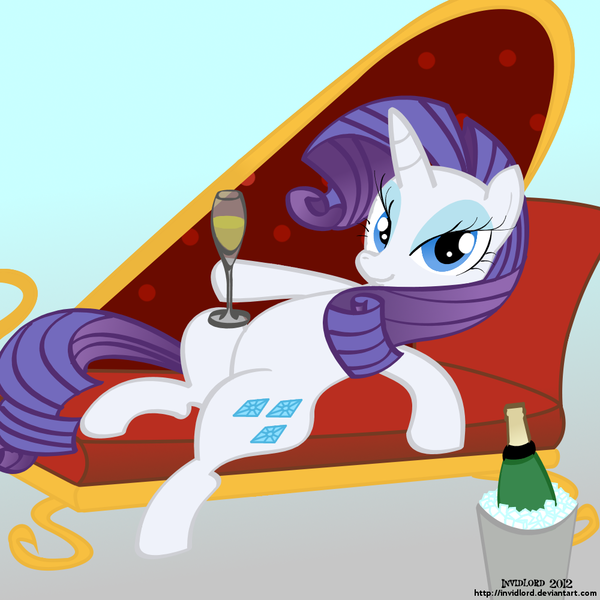 Size: 1000x1000 | Tagged: alcohol, artist:invidlord, champagne, derpibooru import, rarity, safe