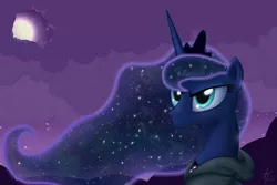 Size: 4500x3000 | Tagged: safe, artist:pirill, derpibooru import, princess luna, pony, clothes, hoodie, moon, night, solo, the cosmos