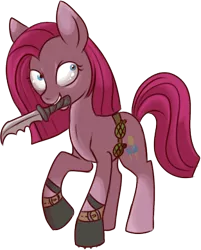 Size: 313x389 | Tagged: artist:lulubell, crossover, derpibooru import, fallout, pinkamena diane pie, pinkie pie, raider, safe, simple background, solo, transparent background