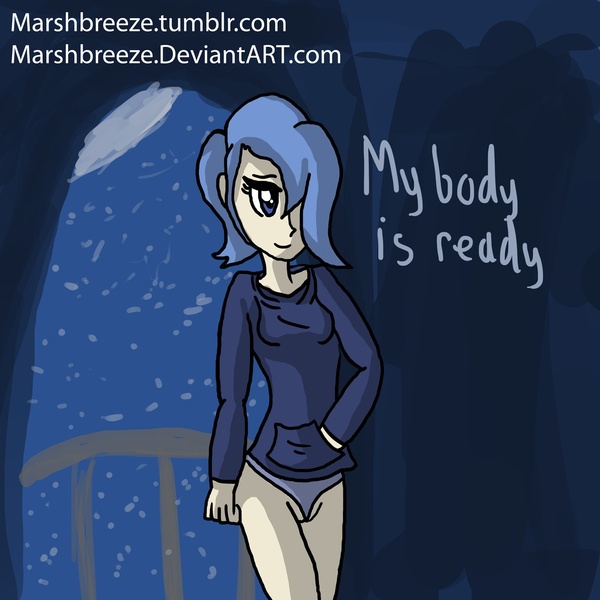 Size: 1280x1280 | Tagged: artist:marshbreeze, breasts, cameltoe, clothes, derpibooru import, female, humanized, my body is ready, panties, princess luna, questionable, skinny, solo, solo female, underwear