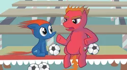 Size: 2242x1251 | Tagged: artist:hotdiggedydemon, brendon small, coach mcguirk, crossover, derpibooru import, home movies, party.mov, ponified, safe