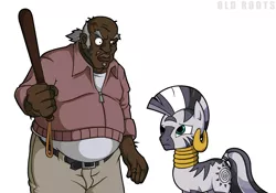 Size: 922x647 | Tagged: artist:old roots, crossover, derpibooru import, lord niggertron approves, parody, safe, the boondocks, uncle ruckus, zebra, zecora