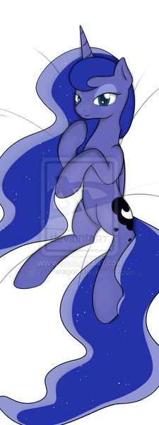 Size: 400x1067 | Tagged: dead source, safe, artist:theparagon, derpibooru import, princess luna, pony, body pillow, body pillow design, deviantart watermark, female, obtrusive watermark, on back, solo, watermark