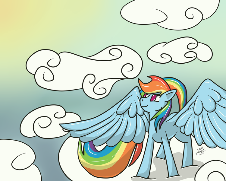 Size: 5000x4000 | Tagged: safe, artist:tlatophat, derpibooru import, rainbow dash, pegasus, pony, absurd resolution, cloud, cloudy, female, mare, solo